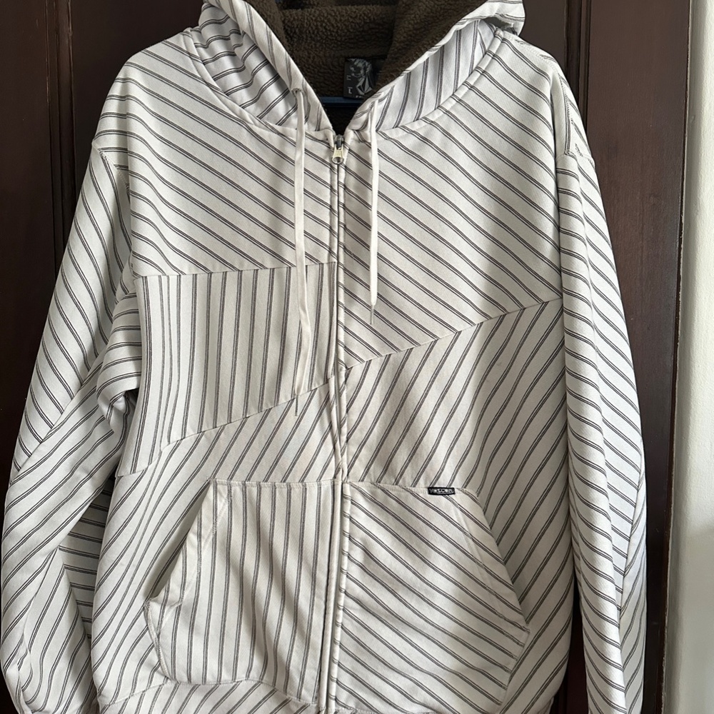 Volcom Sherpa Stripe Lined Hooded Sweatshirt Men'… - image 2